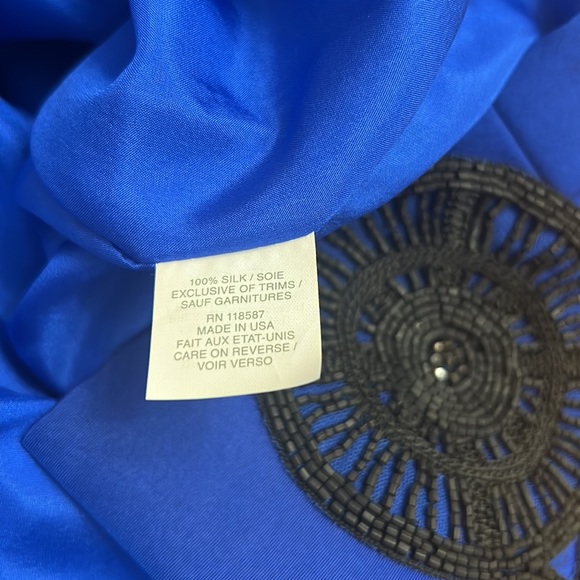 Jason Wu Royal Blue 100% silk dress with decorative embroidery around bottom - Picture 9 of 11